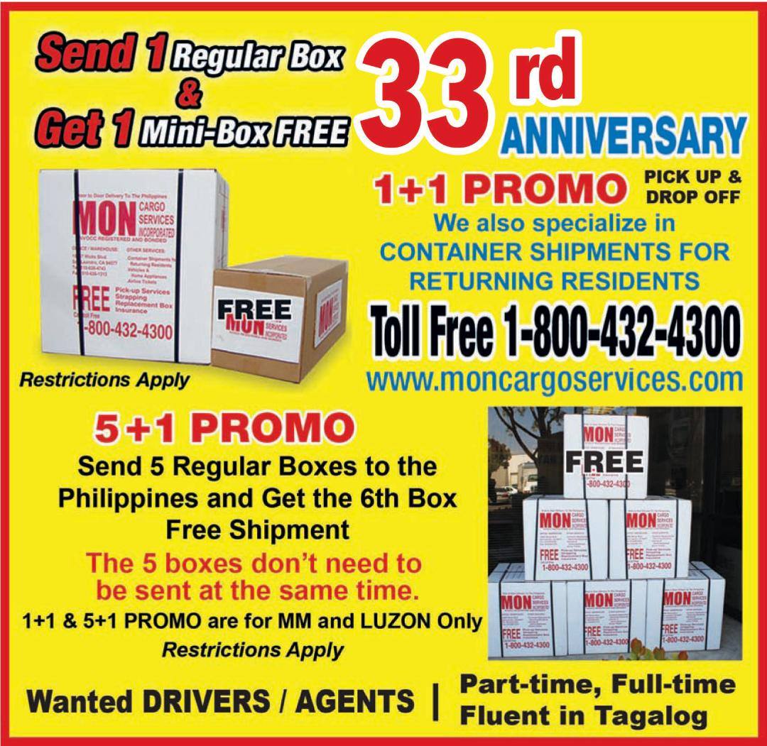 Mon Cargo Services Incorporated Balikbayan Box Door to Door Delivery Anywhere in The Philippines